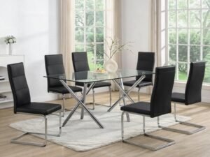 D201 Black - Glass Table + 6 Chairs