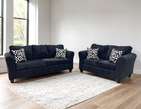 210 BLACK - 2PC Sofa and Loveseat Set