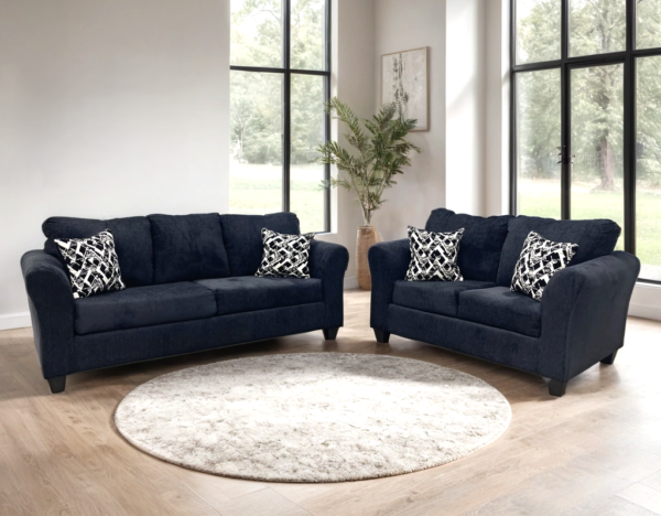 210 BLACK - 2PC Sofa and Loveseat Set