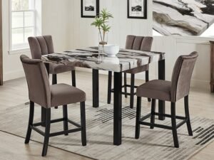 1720-5P VEGA FAUX MARBLE CT HT DINING