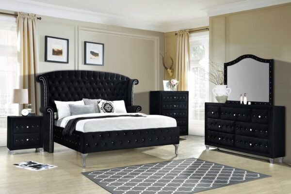 3433-set-blk-dot_orig.jpg Diamond Palace Black 5PC Bedroom Set - Queen, King