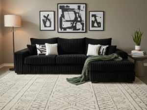 9523 Sectional Black multi color