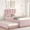 MAYA - Pink Twin, Full Platform Bed w/ Trundle