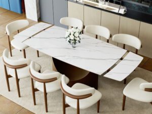 Aman 71"-95" Table (Glossy White)