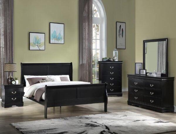 B3950.jpg SETB3950 LOUIS PHILIP BLACK BEDROOM GROUP