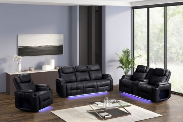 Nancy 3PC Recliner Set Black (SOLD OUT)