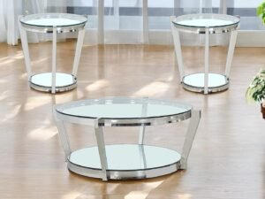 Crystal 3 PC Coffee Table Set - Silver