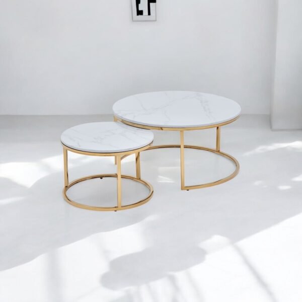 Tanner Round Nesting Table - Gold