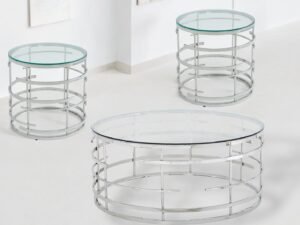 Kelly 3 PC Coffee Table Set - Silver