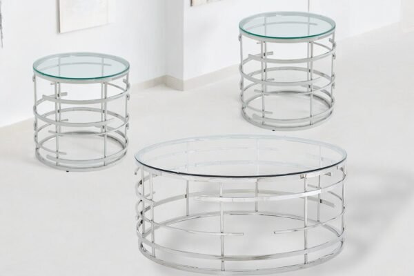 Kelly 3 PC Coffee Table Set - Silver