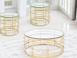 Kelly 3 PC Coffee Table Set - Gold