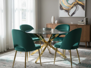 Green Gold Round Dining