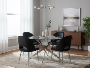 Black Silver Round Dining Set