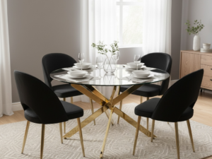 Black Gold Round Dining Set