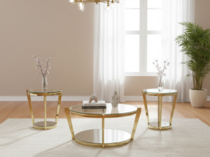 Crystal 3PC Coffee Table SET - Gold