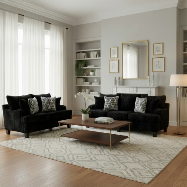 Sofa & Loveseat Jumba Black (Oversized)