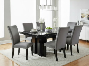 Axel 7PC Dining Set Black Top