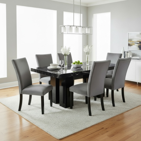 Axel 7PC Dining Set Black Top