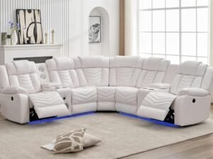ACE27 White Reclining Sectional