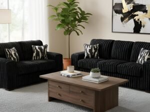 S319 Sofa and Loveseat (Black)