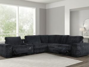 Amelia Black Power Reclining Sectional (w/ Bluetooth Speakers)