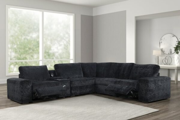 Amelia Black Power Reclining Sectional (w/ Bluetooth Speakers)