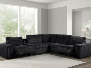 Amelia Onyx Power Reclining Sectional (w/ Bluetooth Speakers)