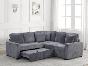 Ariel Charcoal Sectional With Pull-Out Bed