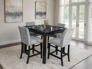 Dior Oynx Gray - Pub Table + 4 Chair Set