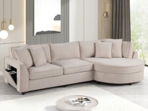 Elva Beige Sectional (w/ Reversible Chaise)