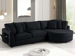 Elva Black Sectional (w/ Reversible Chaise)