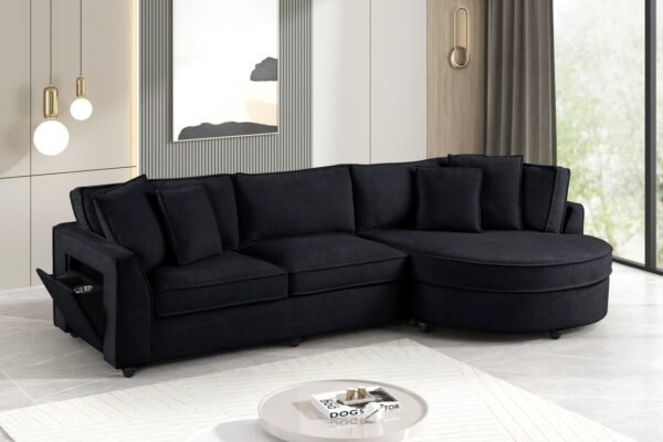 Elva Black Sectional (w/ Reversible Chaise)