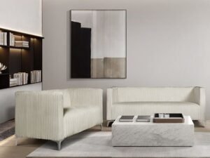 Bugly Sofa Loveseat Cream 2 PC