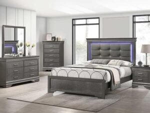 Arya Bedroom Set Grey (ONLY BED AND CHEST)