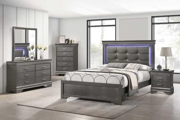 Arya Bedroom Set Grey (ONLY BED AND CHEST)