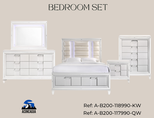 200 - White Bedroom Set (KING ONLY)