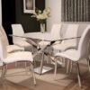 Rectangle Dining Set with White Chairs 7PC