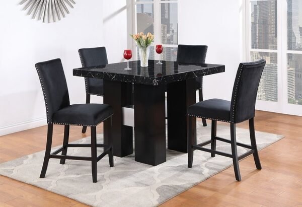 Camila 5PC Dining Set Black Top/Black (SOLD OUT)