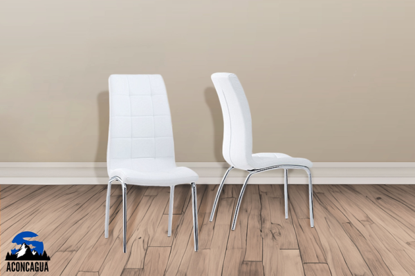 Rectangle Dining Set with White Chairs 7PC