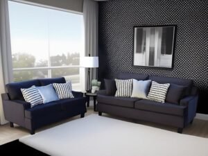 Sofa & Loveseat Ritz Black (Velvet, Oversized)