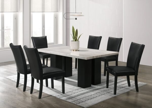 finland-pu-dining-set-1-6-without-nailhead_orig.jpg Finland PU - (GENUINE MARBLE) Table & 6-Chairs