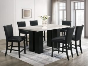 Finley PU - (GENUINE MARBLE) Counter Height Table & 6 Chairs