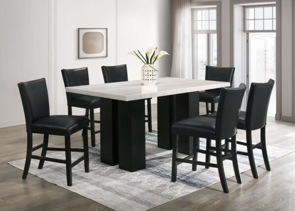 finley-pu-dining-set-1-6-without-nailhead_orig.jpg Finley PU - (GENUINE MARBLE) Counter Height Table & 6 Chairs