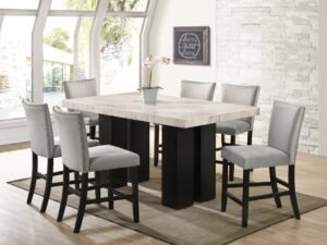 Finley Grey - (GENUINE MARBLE) Counter Height Table & 6 Chairs