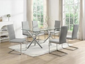 D201 Gray - Glass Table + 6 Chairs