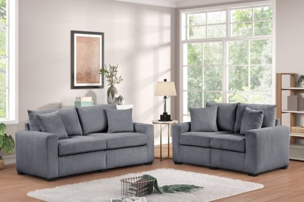 HH1124 Gray - Sofa & Loveseat Set