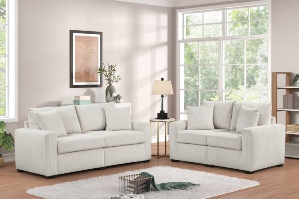 HH1125 Beige - Sofa & Loveseat Set