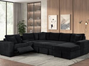 Hunter Black Sectional (W/ Bluetooth Speaker & Pull-Out Bed)