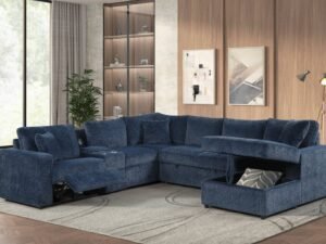Hunter Blue Sectional (W/ Bluetooth Speaker & Pull-Out Bed)