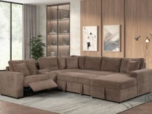 Hunter Mocha Sectional (W/ Bluetooth Speaker & Pull-Out Bed)